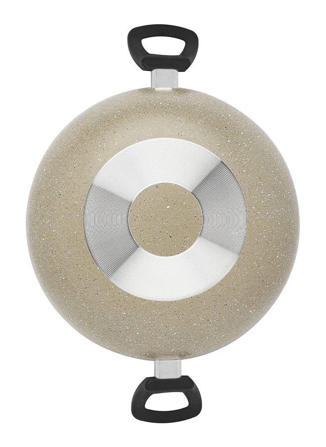 Trust - Non-Stick Aluminum Wok With Glass Lid With Heat Resistant Handle Beige/Black - Image 1