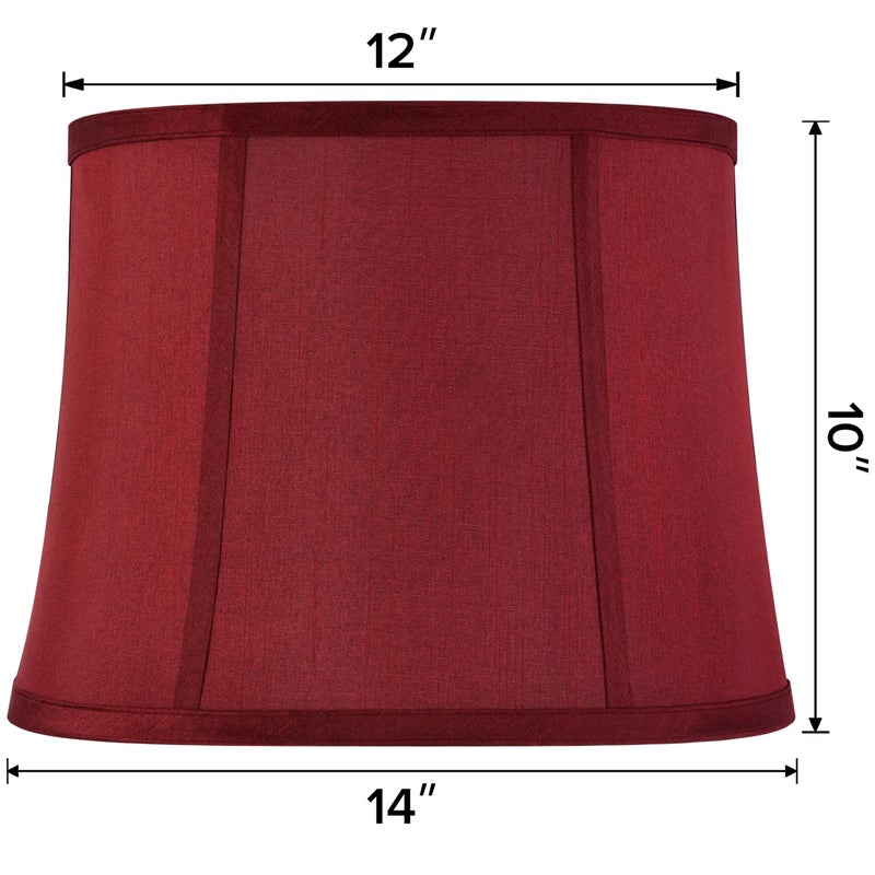 GO&SO GOSO Burgundy Lamp Shades for Table Lamps and Floor Lamp,12x14x10 inch Spider Lamp Shade for Bedroom Decoration Replacement Lampshade Red Vintage, Drum Faux Silk Handcraft,Easy Assembly(Set of 2) - Image 2