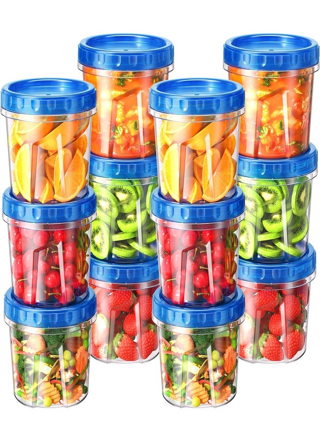 BiuLeon 12 Pack-24 oz Freezer Storage Containers, Plastic Food Storage Containers with Twist Top Lids, BPA Free and Reusable Soup Containers with Lids, Leakproof/Microwave/Dishwasher Safe - Image 1