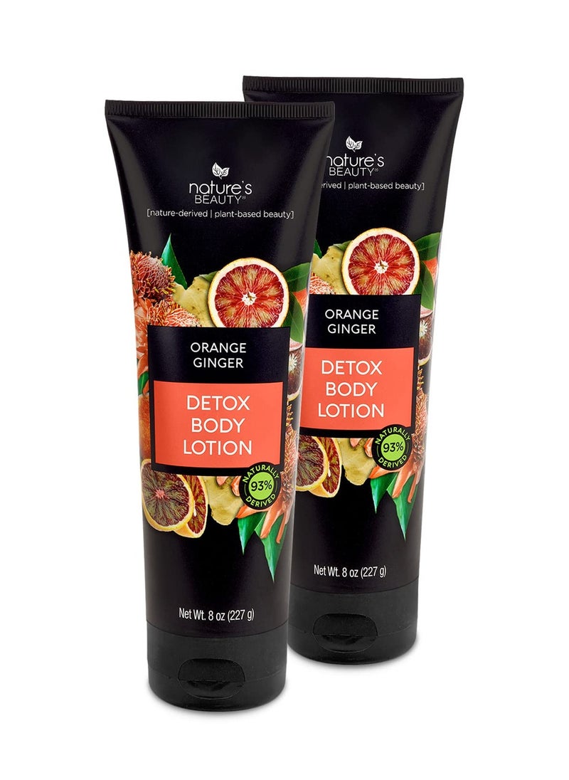 Nature's Beauty Nature's Beauty Orange Ginger Detox Body Lotion Multi-Pack - Lightweight, Non-Greasy Moisturizer, Improve Skin Tone+Texture Made w/Vitamin C, Sunflower + Almond + Avocado Oils 8 oz (2 Pack)  - Image 1