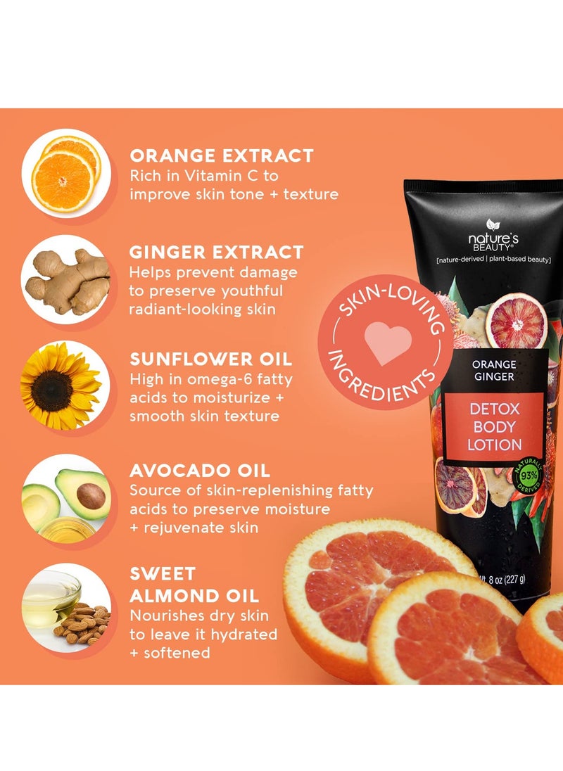 Nature's Beauty Nature's Beauty Orange Ginger Detox Body Lotion Multi-Pack - Lightweight, Non-Greasy Moisturizer, Improve Skin Tone+Texture Made w/Vitamin C, Sunflower + Almond + Avocado Oils 8 oz (2 Pack)  - Image 3
