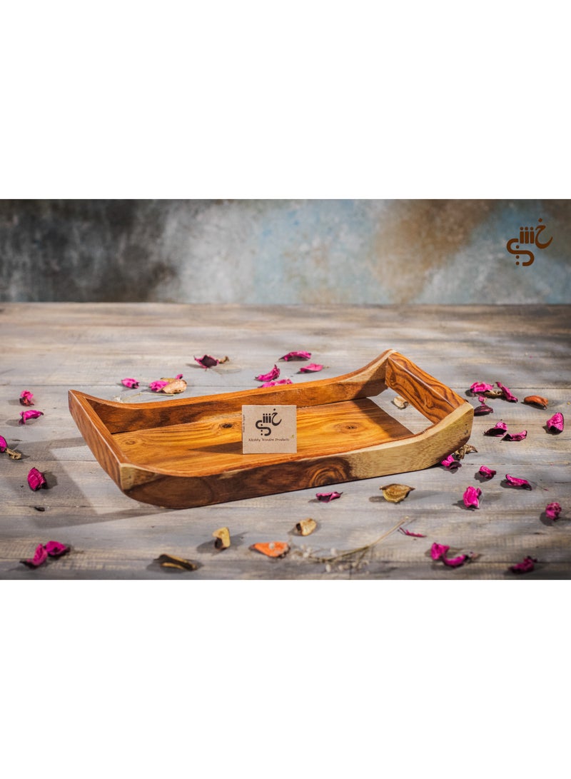 طقم صوانى خشب سرسوع المصرى مكون من قطعتين مقاس 18*34 سم ومقاس 40*23 سم - Image 3