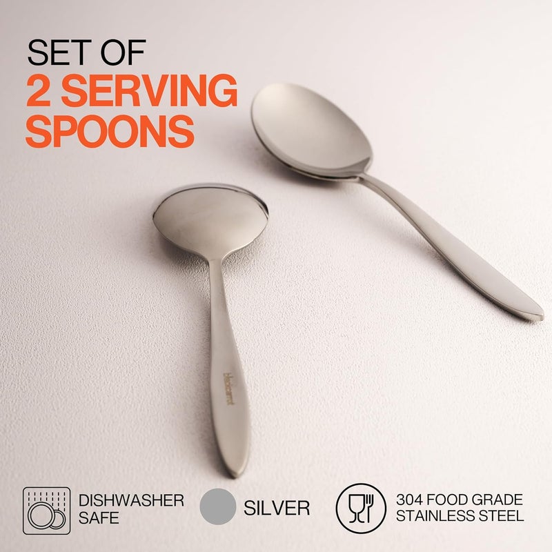 BlackCarrot Silver Serving Spoon Set of 2 Pieces 4mm Thickness Serving Spoons Dishwasher Safe 304 Food Grade Stainless Steel - Image 3