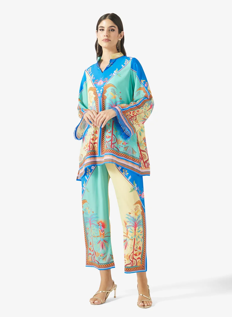 Fyor Abstract Print Cape Co-Ord Set