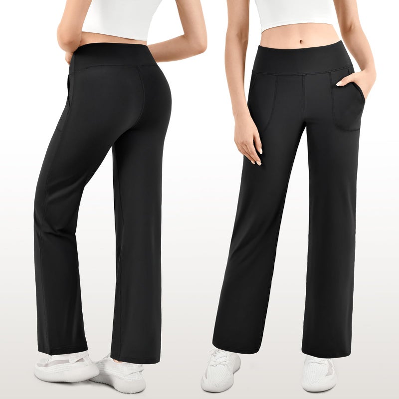Walifrey Wide Leg Yoga Pants for Women, Loose Stretch Sweatpants with Pockets Casual Lounge, Black, L - Image 2