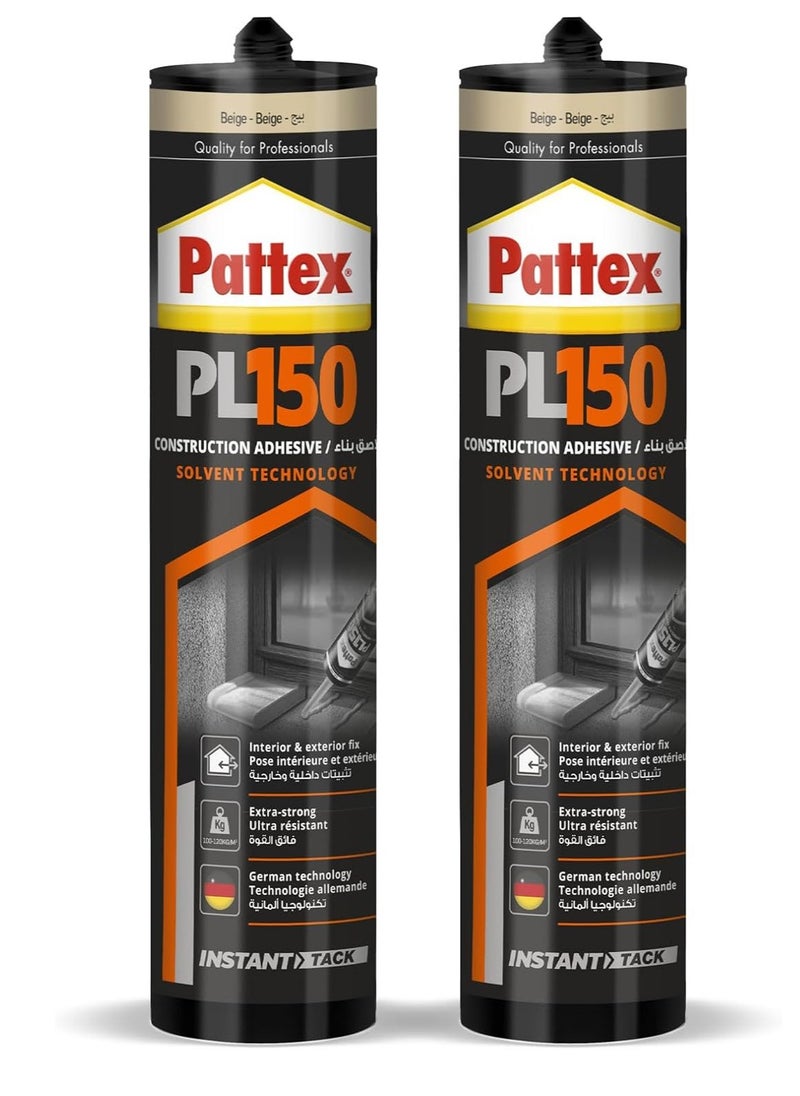 Generic - Pattex PL150 Heat Resistant Waterproof Adhesive, Indoor & Outdoor Fixing Adhesive, Extra Strong Glue, 1 x 380g Cartridge (Pack of 2) - Image 1