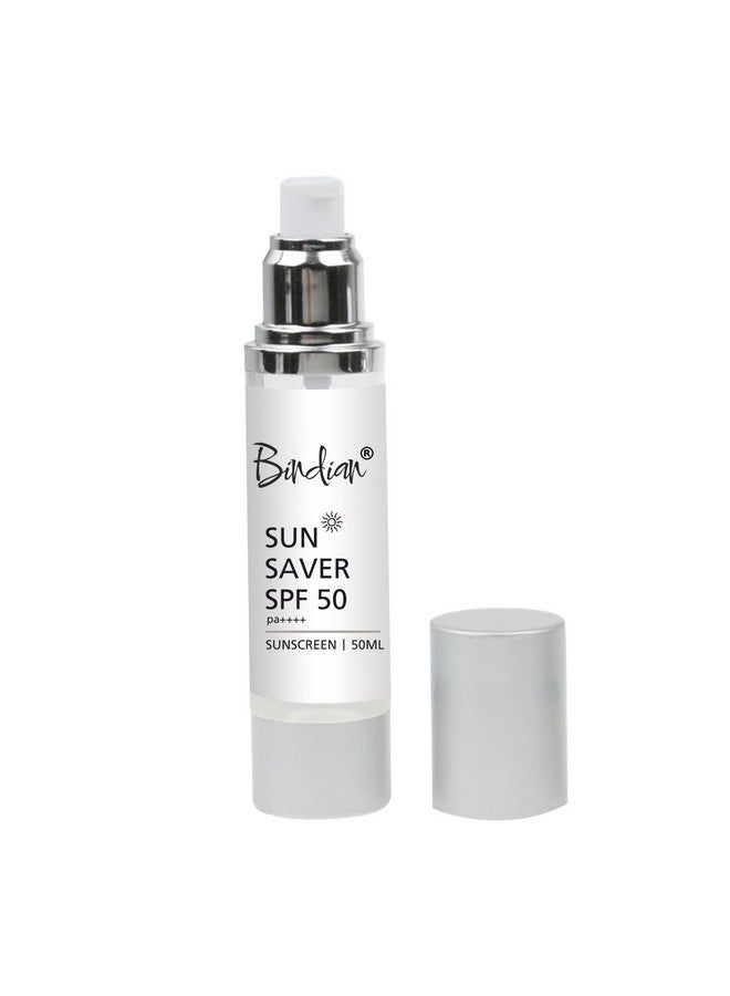 Bindian Sun Saver SPF 50 PA++++ Sunscreen, 50ml, Broad Spectrum Protection with Zinc Oxide and Titanium Dioxide - Image 1
