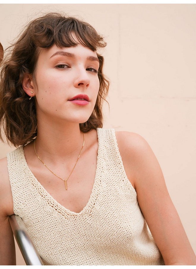 S.Leaf - Choker Necklace For Women Gold Plated Necklace Bar Necklace For Women Sterling Silver Dainty Gold Necklace For Women(03_Vertical_Gold) - Image 1
