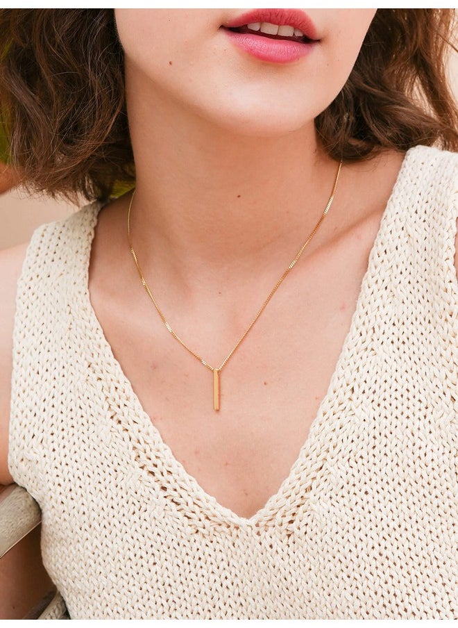S.Leaf - Choker Necklace For Women Gold Plated Necklace Bar Necklace For Women Sterling Silver Dainty Gold Necklace For Women(03_Vertical_Gold) - Image 1