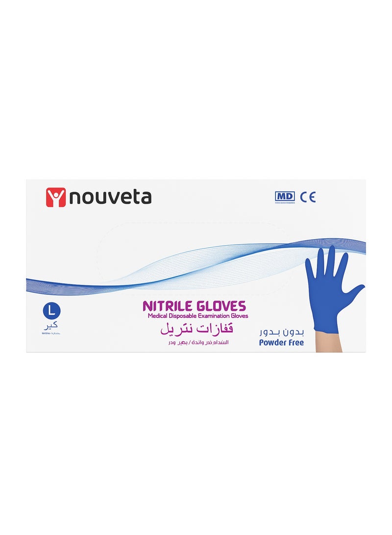 Nouvelle 100-Piece Disposable Nitrile Gloves Set blue L - Image 1