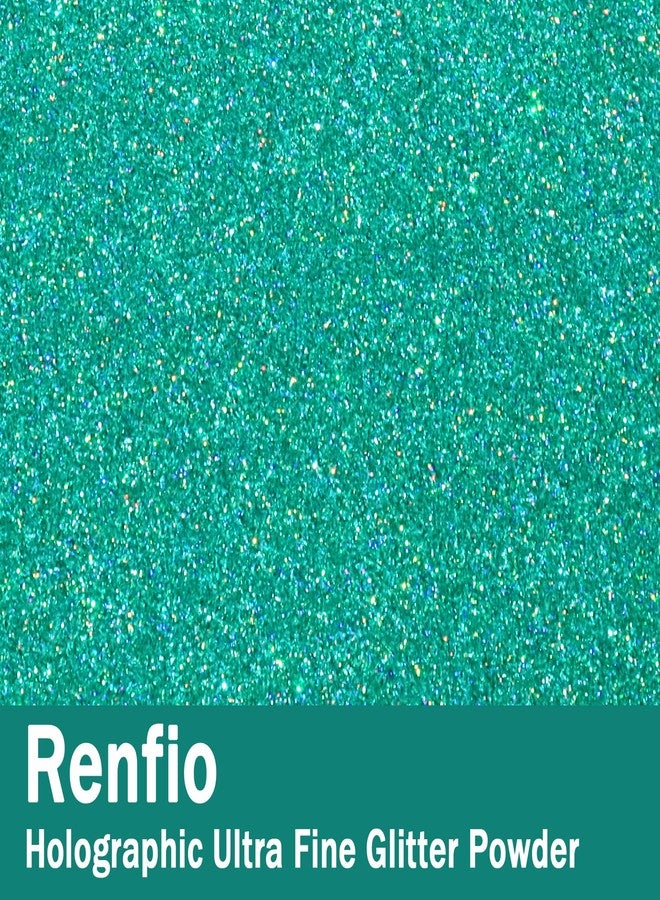 Renfio Holographic Ultra Fine Glitter Powder Metallic Resin Glitter 1.75 Oz (50g) PET Flakes Crafts Sequins 1/128" 0.008" 0.2mm Epoxy Chips Flakes for Tumblers Slime - Laser Mint Blue - Image 2