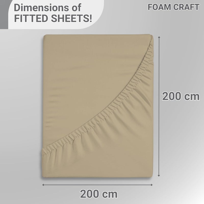 FOAM CRAFT 100% Cotton Fitted Bed Sheet King Size - Beige, 200 x 200cm - Image 2