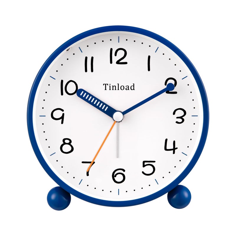 Tinload 4.5" Antique Retro Analog Alarm Clock, Small Silent Battery Operated Clock with Manual Light, Snooze, Vintage Decor for Bedroom, Living Room, Office, Bedside,Deskï¼ˆBlueï¼‰ - Image 1