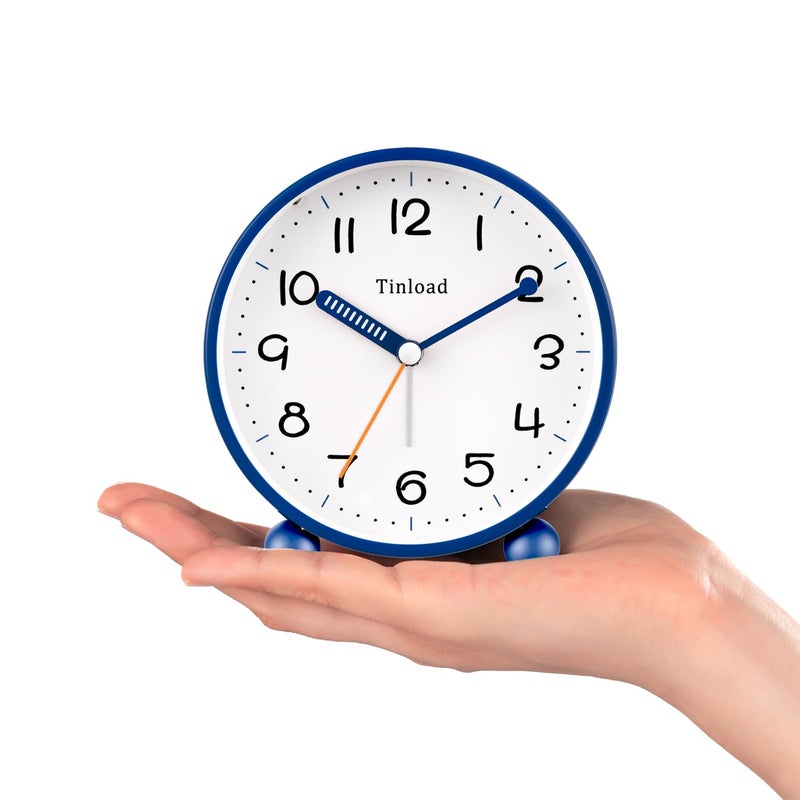 Tinload 4.5" Antique Retro Analog Alarm Clock, Small Silent Battery Operated Clock with Manual Light, Snooze, Vintage Decor for Bedroom, Living Room, Office, Bedside,Deskï¼ˆBlueï¼‰ - Image 3