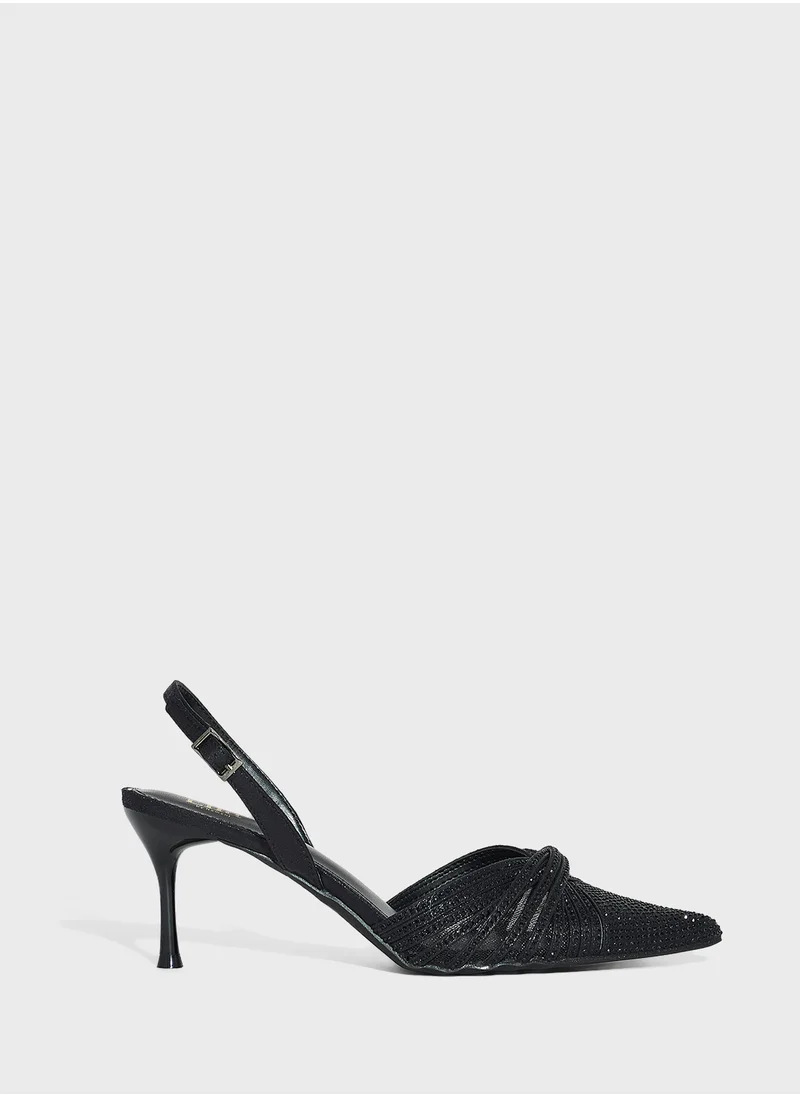 ايلا ليمتد اديشن Multistrap Diamante Pointy Backstrap Pump