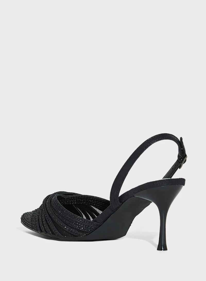 Ella Limited Edition Multistrap Diamante Pointy Backstrap Pump