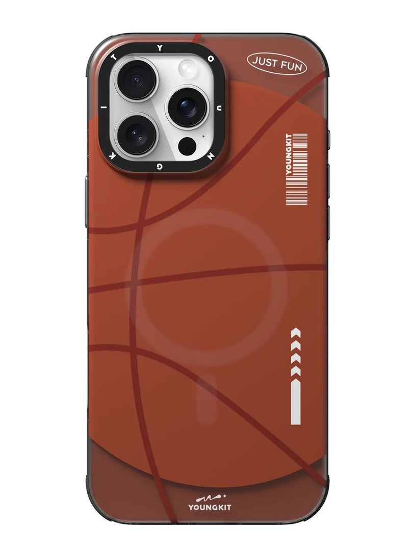 YOUNG KIT Hot-Blooded Court Basketball-Themed MagSafe compatible Case for iPhone 16 Pro Max – Sports-Inspired Design, Durable Grip Cover with Wireless Charging Support  - Image 1