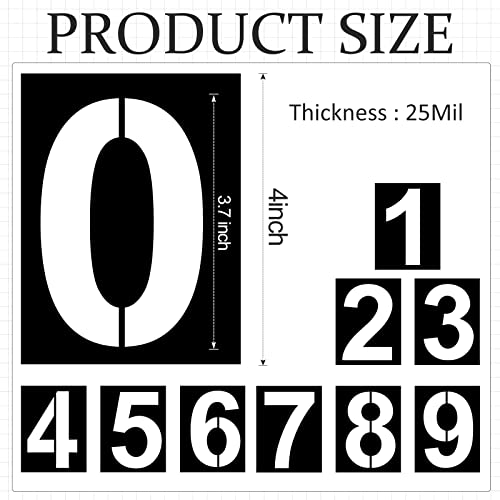 Denylo pro 4 Inch Number Stencils Set Plastic Number Stencil Reusable Digital Templates for Cake Stencil Address Painting Stencils Templates - Image 2