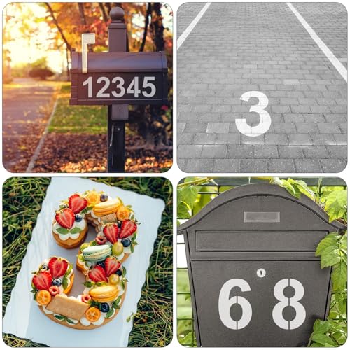 Denylo pro 4 Inch Number Stencils Set Plastic Number Stencil Reusable Digital Templates for Cake Stencil Address Painting Stencils Templates - Image 5