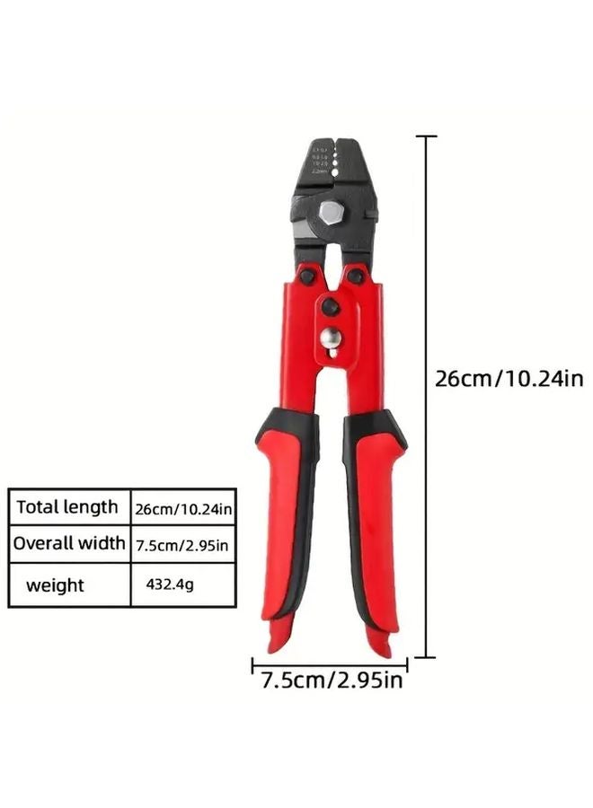 1PC Red Aluminum Wire Stripping Pliers Steel Rope Crimping Tool 8 Way Tube Clamp - Image 3