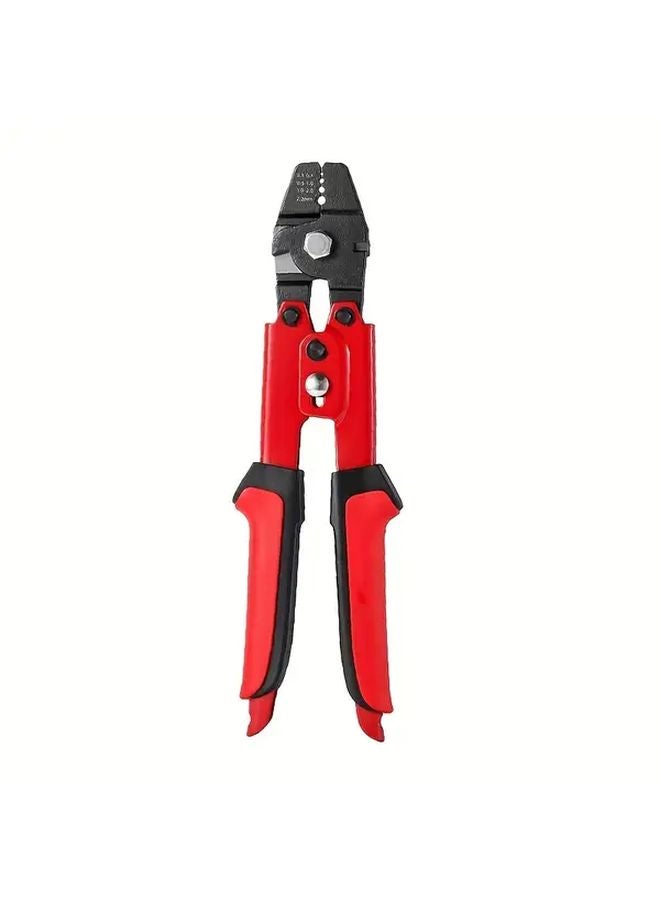 1PC Red Aluminum Wire Stripping Pliers Steel Rope Crimping Tool 8 Way Tube Clamp - Image 1