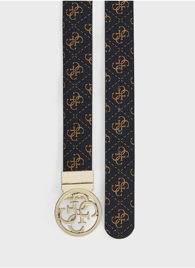 جس Logo Detailed None Allocated Hole  Belt
