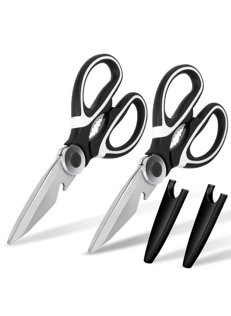 Oasisgalore Stainless Steel Kitchen Shears - Sharp, Heavy Duty, All-Purpose Scissors, 2-Packs (Black White)  - Image 1
