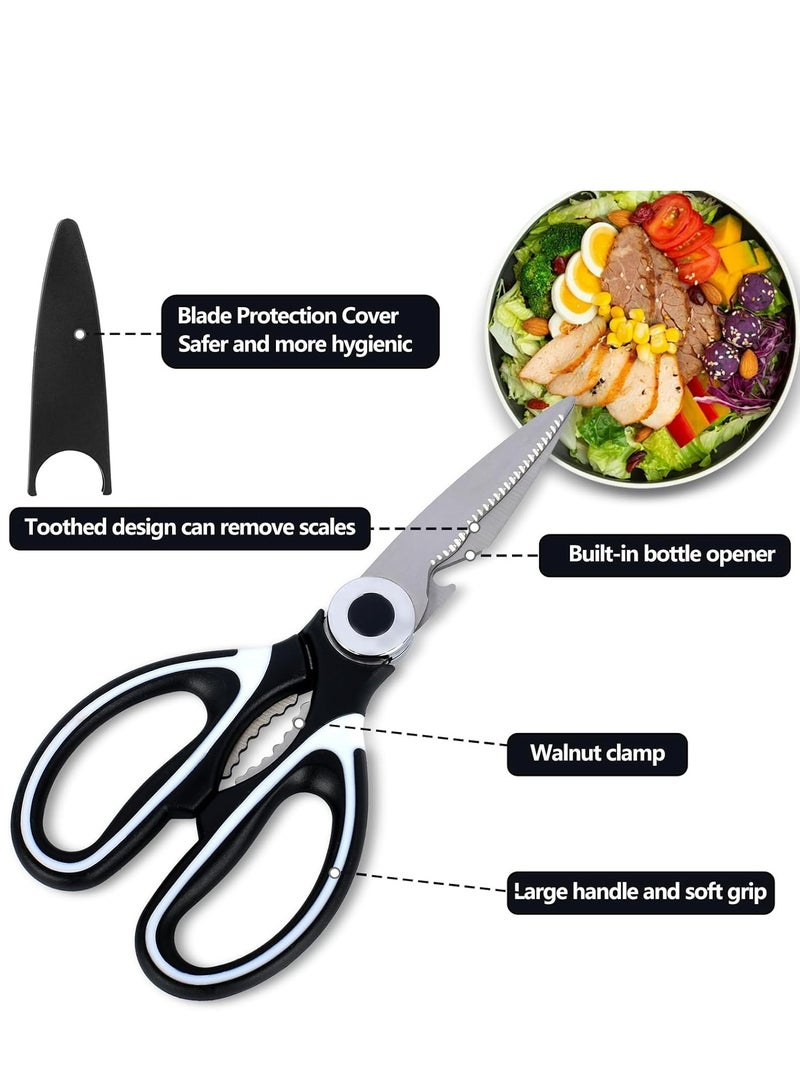 Oasisgalore Stainless Steel Kitchen Shears - Sharp, Heavy Duty, All-Purpose Scissors, 2-Packs (Black White)  - Image 3