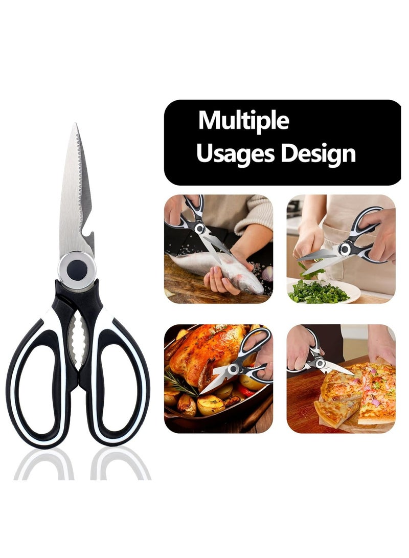 Oasisgalore Stainless Steel Kitchen Shears - Sharp, Heavy Duty, All-Purpose Scissors, 2-Packs (Black White)  - Image 4