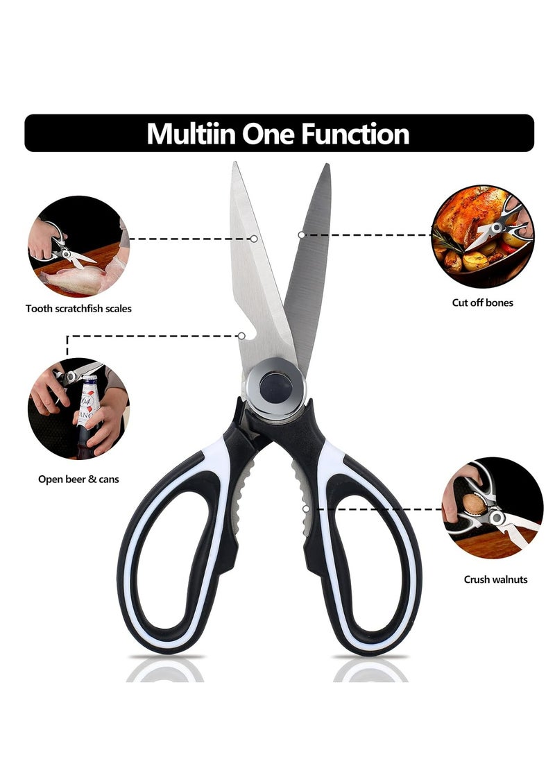 Oasisgalore Stainless Steel Kitchen Shears - Sharp, Heavy Duty, All-Purpose Scissors, 2-Packs (Black White)  - Image 2