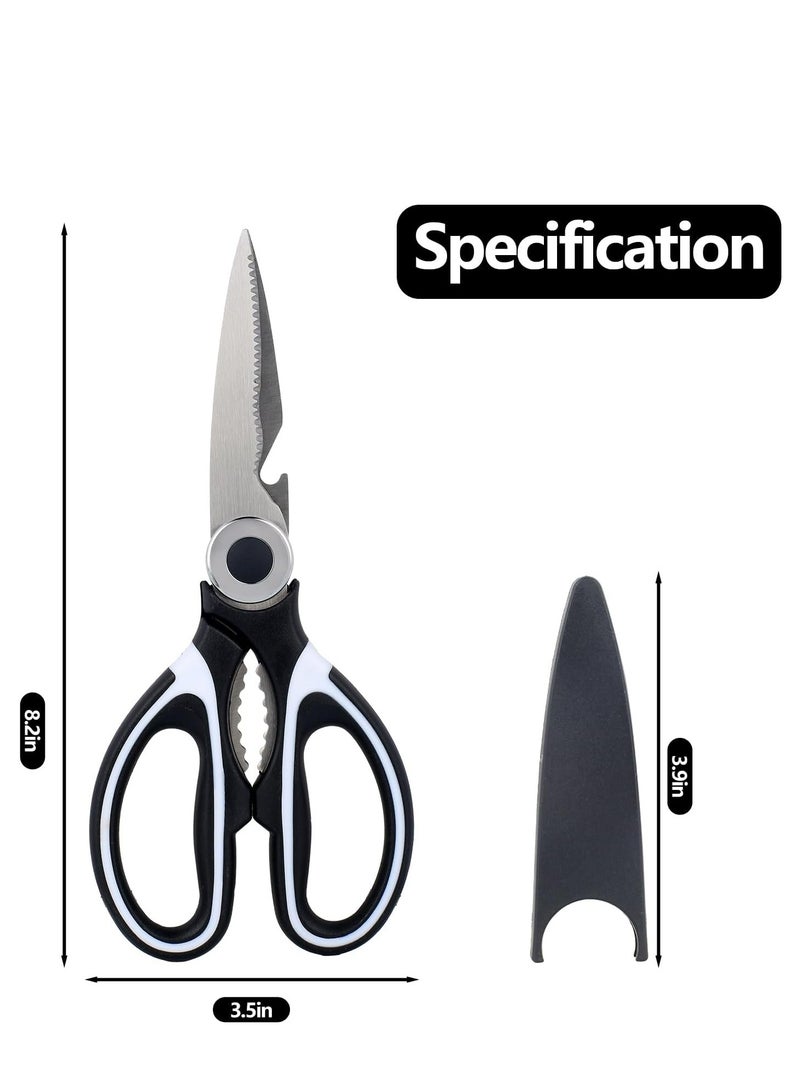 Oasisgalore Stainless Steel Kitchen Shears - Sharp, Heavy Duty, All-Purpose Scissors, 2-Packs (Black White)  - Image 5