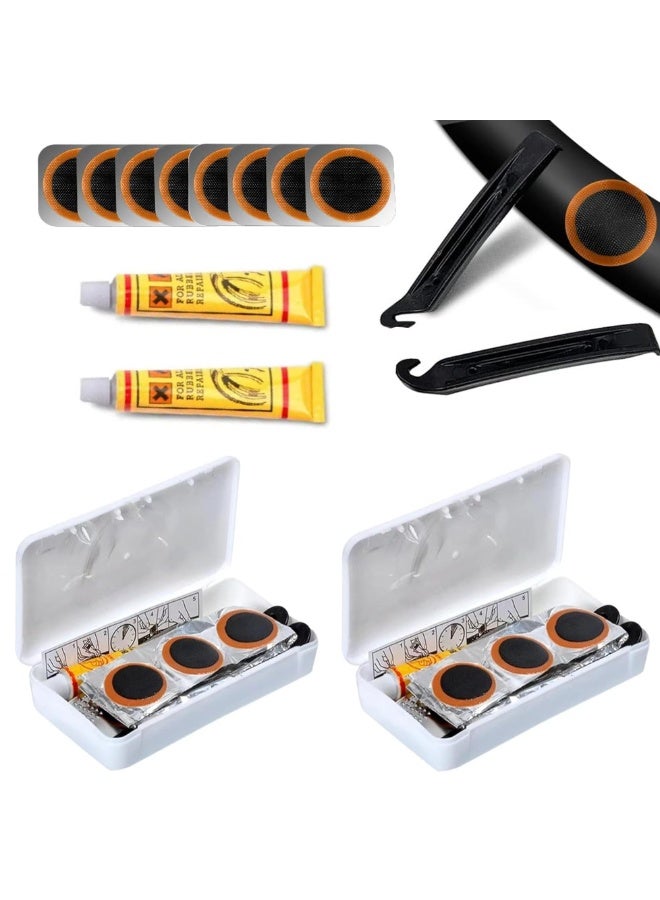 Arabest Bike Tire Repair Kit, Tire Patches, Portable Bicycle Tube Patch, Bicycle Tire Puncture Repair Kit with Glue, Puncture Patches And Tools for Road Mountain Bike Tyre Motorcycle Tire Repair - Image 1