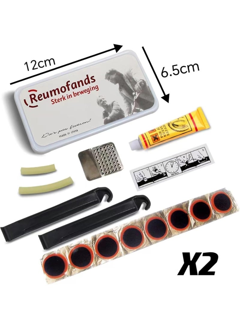 Arabest Bike Tire Repair Kit, Tire Patches, Portable Bicycle Tube Patch, Bicycle Tire Puncture Repair Kit with Glue, Puncture Patches And Tools for Road Mountain Bike Tyre Motorcycle Tire Repair - Image 3