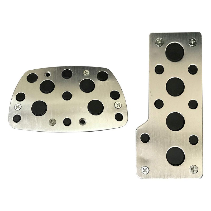 Oshotto 2 Pcs Non-Slip Automatic Transmission CS-04 Car Pedals Kit Pad Covers Set Compatible with Kia Sonet (Black, Chrome) - Image 3