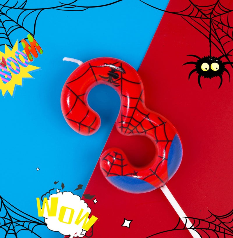 PHD CAKE 2.76 Inch Number 3 Spider Birthday Candles, Spider Cartoon Themed Number Candles, Cake Number Candles, Party Celebration - Image 2