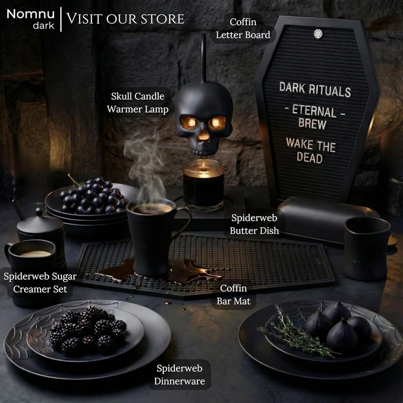 Nomnu Coffin Letter Board Black +3D Bat Stickers +650 Characters, Spooky & Seasonal Emojis, Wooden Stand - 17x10.5 Inches - Coffin Shaped Goth Decor Sign Witchy Halloween Decorations Gothic Decor Birthday Wedding Home Spooky Gifts - Image 2