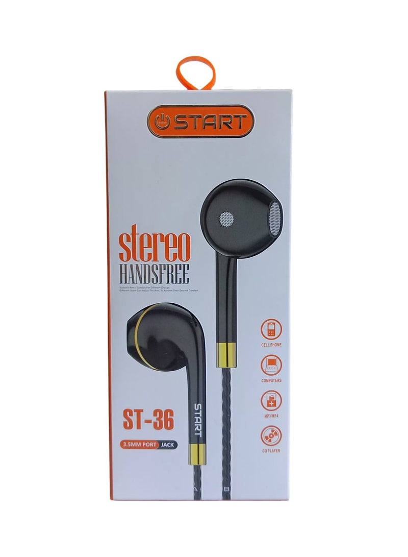 Start ST-36 Wired Stereo Earphone Handsfree In-Ear 3.5mm Jack - Image 2