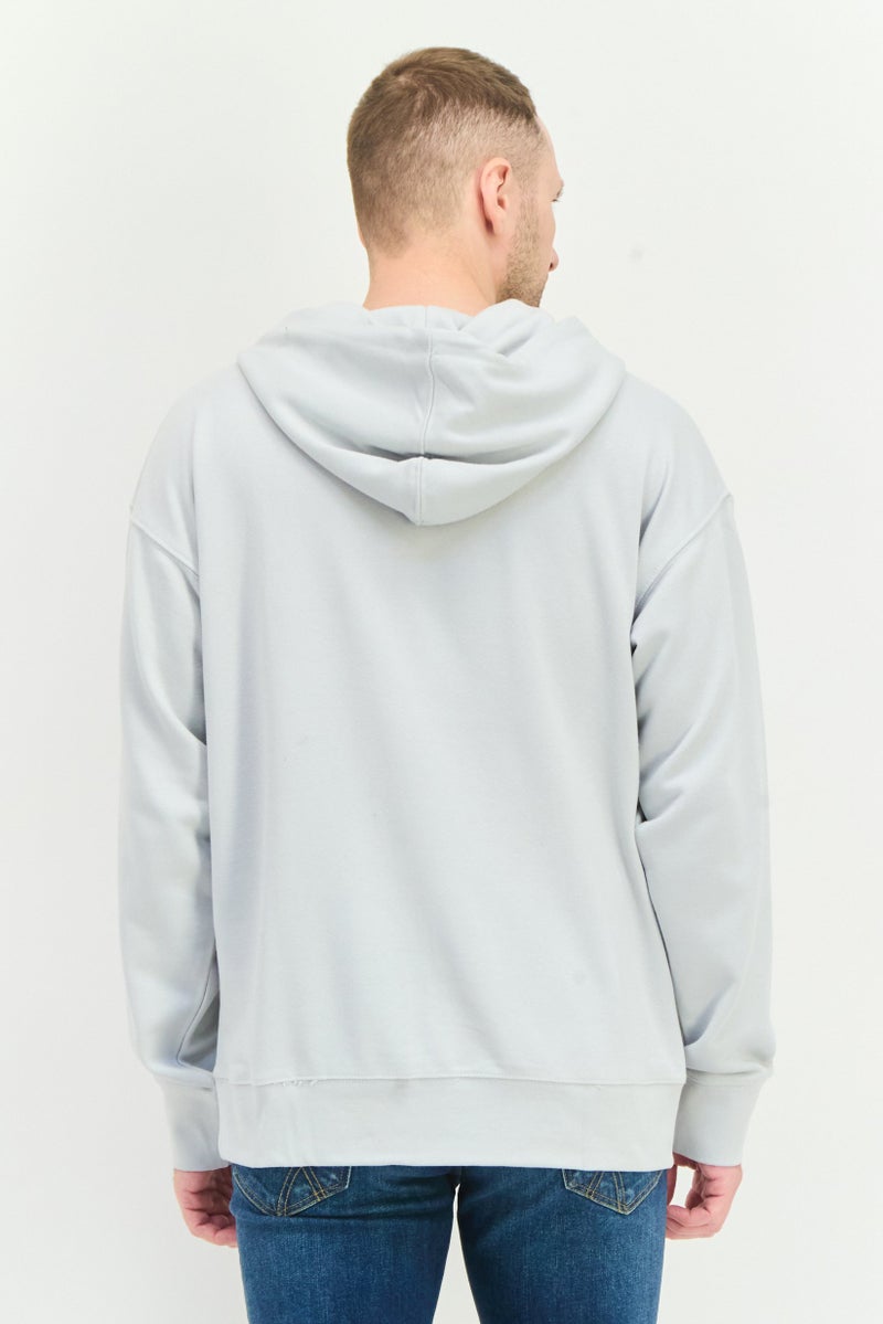 Established Redefining Essentials Men Hooded Brand Logo Long Sleeves Sweatshirt, Light Grey - Image 3