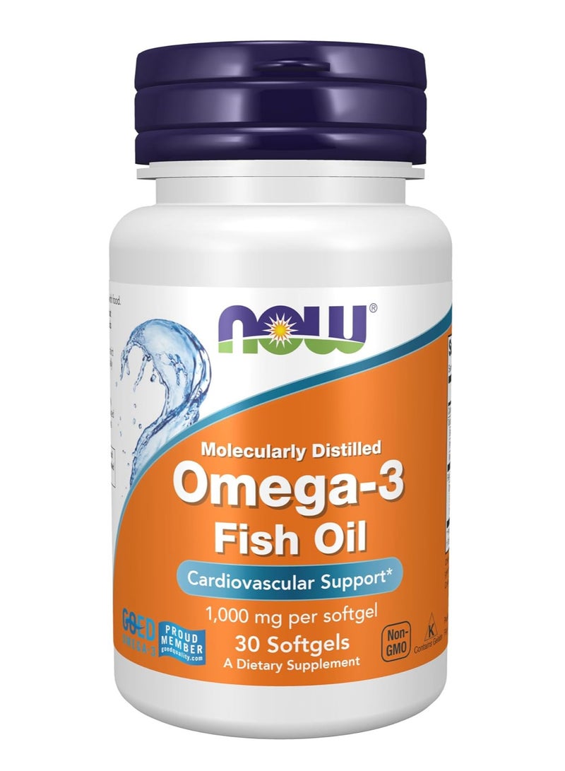 now Molecularly Distilled Omega-3 Supplement, 30 Softgels