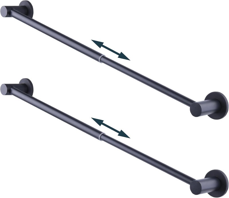 JAZBREY 12.7-20.7 inches Magnetic Curtain Rod for Metal Door, Adjustable Magnetic Towel Bar for Refrigerator, Magnet Towel Holder Towel Hook Hanger for Kitchen Dishwasher, Laundry Washer, Black, Pack of 2 - Image 1