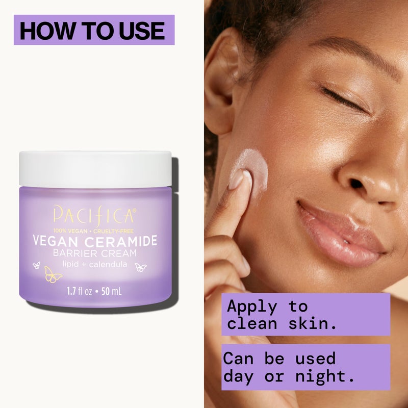 Pacifica Face Cream - Vegan Ceramide Barrier Cream w/Niacinamide & Shea Butter - Hydrating Daily Face Moisturizer Fragrance Free for Sensitive Skin, Vegan, Clean Beauty Allergy & Dermatologist Tested - Image 5