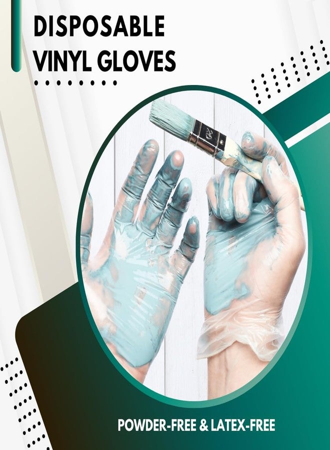 Green Direct Vinyl Gloves, Disposable, Powder-Free, Latex-Free, Clear, Box of 100 - Durable, Multipurpose Gloves for Everyday Use, Small - Image 2