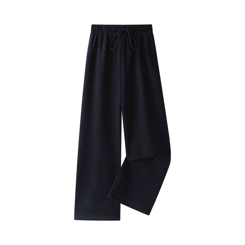 XinmonLee Korean autumn and winter drape thick casual wide-leg pants elastic drawstring high waist versatile slender pants - Image 2