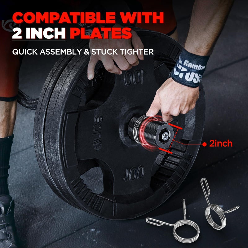TEEMOO Olympic EZ Curl Barbell Bar, 47" Curl Bar with 2 Spring Collars, Curling bar for Weight Lifting, Squat, Hip Thrusts, Biceps, 500lb Weight Capacity, E-Coat Finish for 2 inch Weight Plates (Black) - Image 5