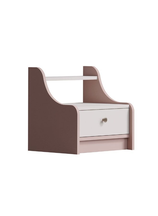 DANUBE HOME طاولة جانبية مزهرة ذات درج واحد | طاولة سرير متعددة الوظائف | طاولة جانبية موفرة للمساحة | أثاث بتصميم عصري لغرفة النوم L45xW40xH48cm - وردي فاتح + بيج فاتح - Image 2