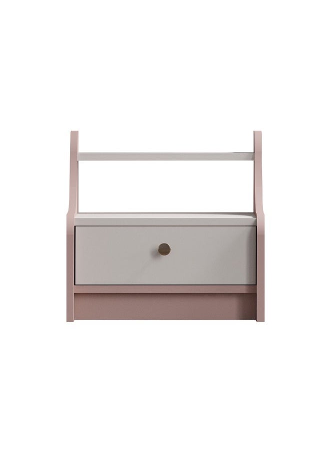 DANUBE HOME طاولة جانبية مزهرة ذات درج واحد | طاولة سرير متعددة الوظائف | طاولة جانبية موفرة للمساحة | أثاث بتصميم عصري لغرفة النوم L45xW40xH48cm - وردي فاتح + بيج فاتح - Image 4