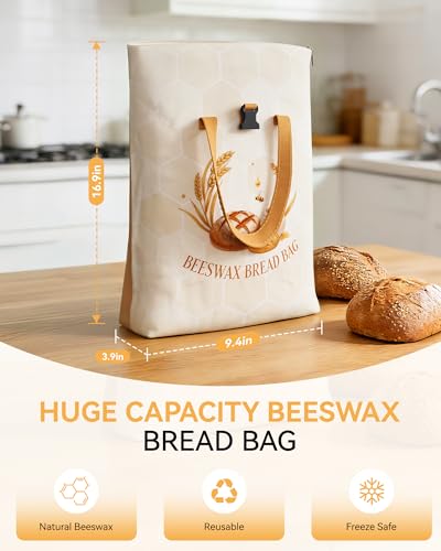 Yofidra Beeswax Bread Bag for Sourdough & Homemade Bread (Reusable & Eco-Friendly) - 100% Natural Beeswax & Cotton, Stylish Bag Design, Detachable for Easy Cleaning, Long-Lasting Freshness (2 Packs) - Image 4