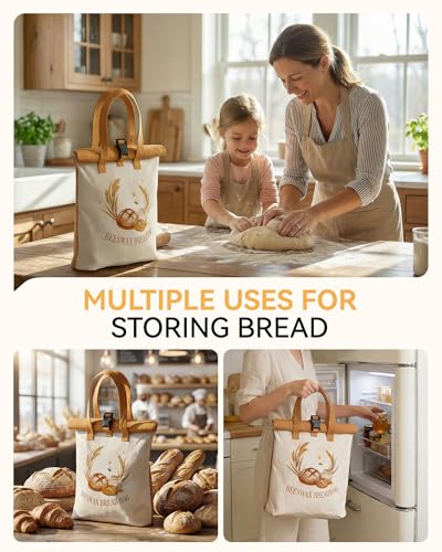 Yofidra Beeswax Bread Bag for Sourdough & Homemade Bread (Reusable & Eco-Friendly) - 100% Natural Beeswax & Cotton, Stylish Bag Design, Detachable for Easy Cleaning, Long-Lasting Freshness (2 Packs) - Image 3