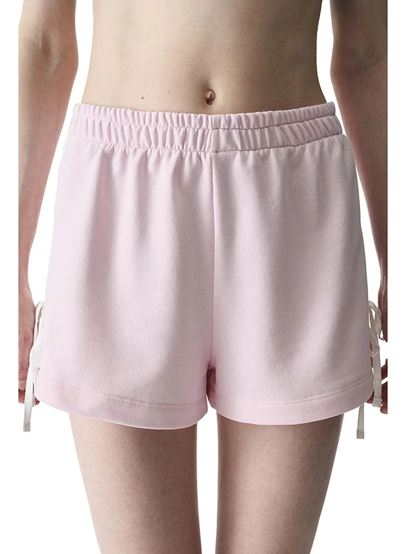 بنتي Penti Women's Cotton Sports Bow Detailed Shorts - Light Pink