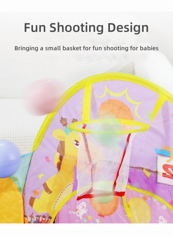 PYEBE Foldable Ball Pit Pop Up Tent Playhouse With Basketball Hoop And Plastic Balls - Image 2